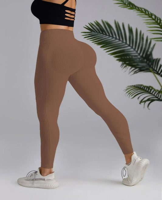 Seamless High Waist Breathable Brown Leggings